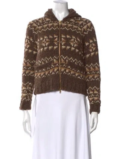 Pre-owned Rrl & Co. Patterned Crew Neck Sweater In Brown