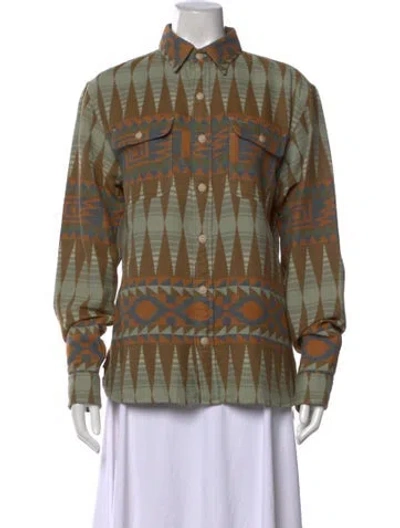 Pre-owned Rrl & Co. Patterned Long Sleeve Button-up Top In Green