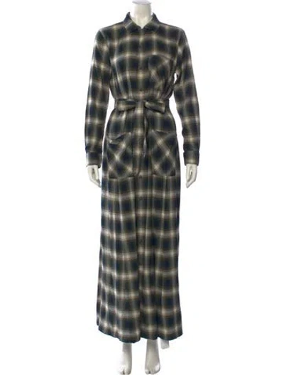 Pre-owned Rrl & Co. Plaid Print Long Dress In Green