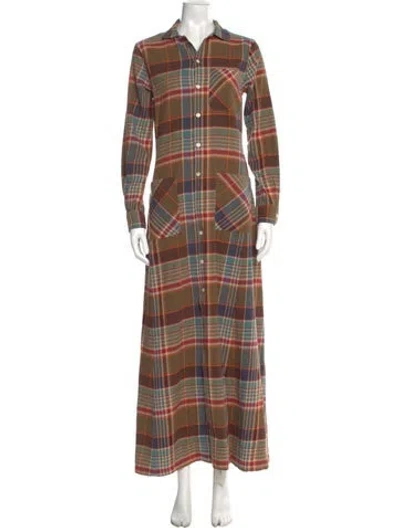 Pre-owned Rrl & Co. Plaid Print Long Dress In Multi