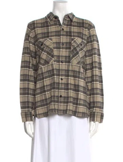 Pre-owned Rrl & Co. Plaid Print Long Sleeve Button-up Top In Blue