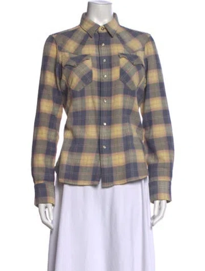 Pre-owned Rrl & Co. Plaid Print Long Sleeve Button-up Top In Multi