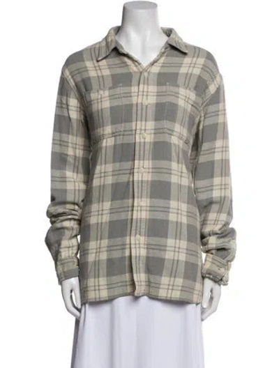 Pre-owned Rrl & Co. Plaid Print Long Sleeve Button-up Top In Neutral