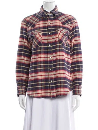 Pre-owned Rrl & Co. Plaid Print Long Sleeve Button-up Top In Purple