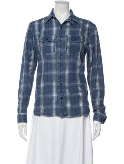 Pre-owned Rrl & Co. Plaid Print Long Sleeve Top In Blue