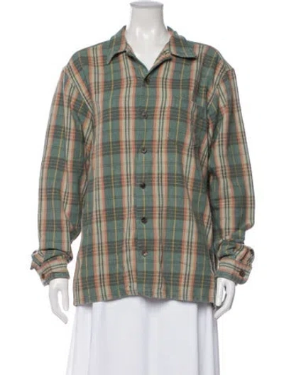 Pre-owned Rrl & Co. Plaid Print Long Sleeve Top In Green
