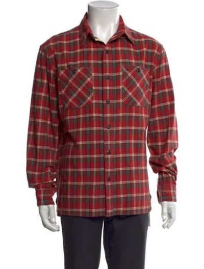 Pre-owned Rrl & Co. Plaid Print Long Sleeve Western Shirt In Red