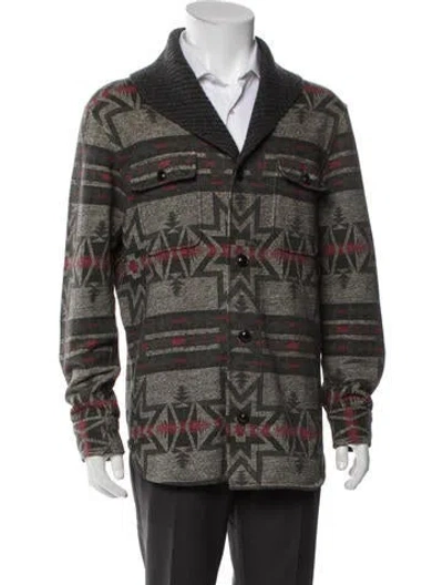 Pre-owned Rrl & Co. Plaid Print Peacoat In Gray