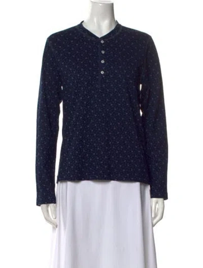 Pre-owned Rrl & Co. Printed Crew Neck Sweatshirt In Blue