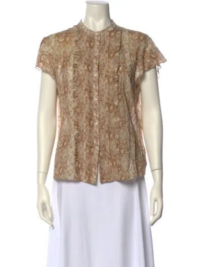 Pre-owned Rrl & Co. Printed Mock Neck Blouse In Neutral