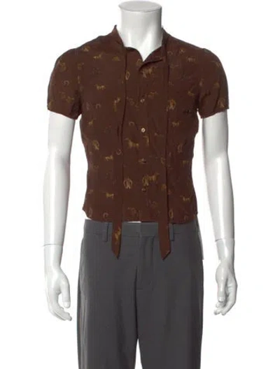 Pre-owned Rrl & Co. Printed Short Sleeve Shirt In Brown