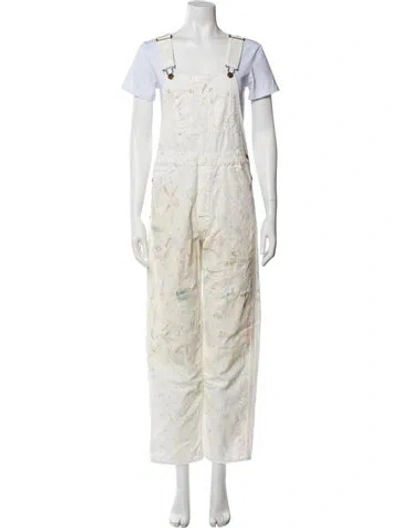 Pre-owned Rrl & Co. Printed Square Neckline Jumpsuit W/ Tags In Neutral