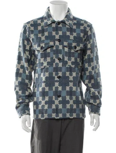 Pre-owned Rrl & Co. Printed Trucker Jacket In Blue