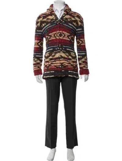 Pre-owned Rrl & Co. Printed V-neck Cardigan In Brown