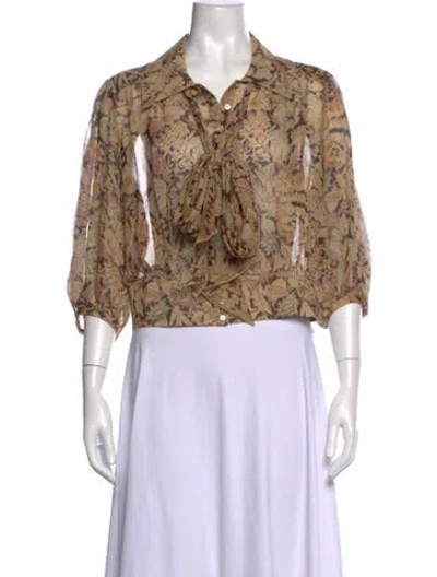 Pre-owned Rrl & Co. Silk Floral Print Blouse In Neutral
