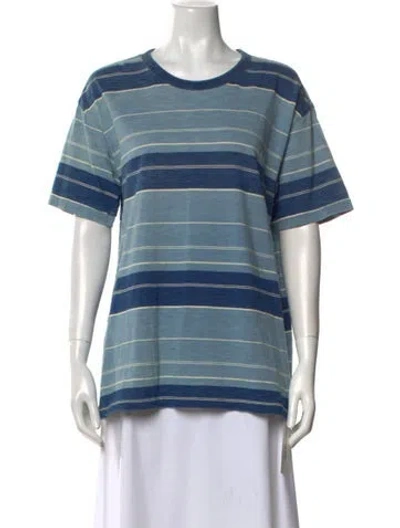 Pre-owned Rrl & Co. Striped Crew Neck T-shirt In Blue