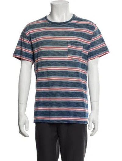 Pre-owned Rrl & Co. Striped Crew Neck T-shirt In Blue