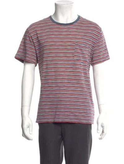 Pre-owned Rrl & Co. Striped Crew Neck T-shirt In Red