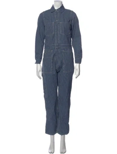 Pre-owned Rrl & Co. Striped Jumpsuit In Blue