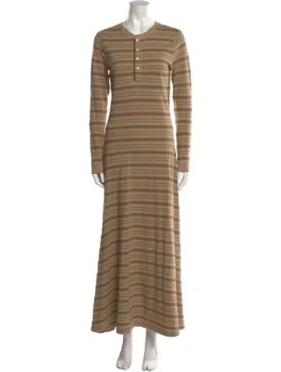 Pre-owned Rrl & Co. Striped Long Dress In Neutral