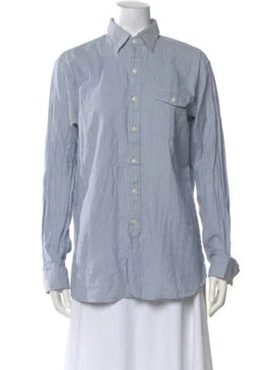 Pre-owned Rrl & Co. Striped Long Sleeve Button-up Top In Blue