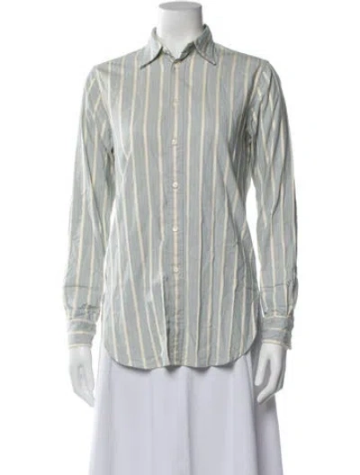 Pre-owned Rrl & Co. Striped Long Sleeve Button-up Top In Blue