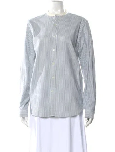 Pre-owned Rrl & Co. Striped Long Sleeve Button-up Top In Blue