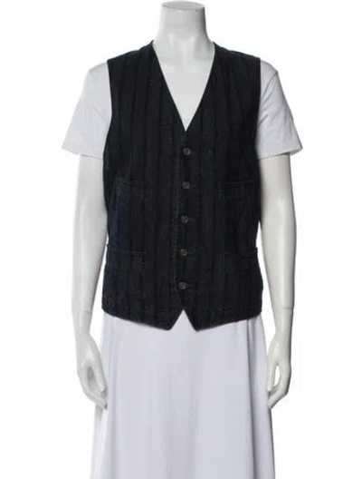 Pre-owned Rrl & Co. Striped Vest In Blue