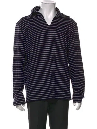 Pre-owned Rrl & Co. Striped V-neck Polo Sweater In Black