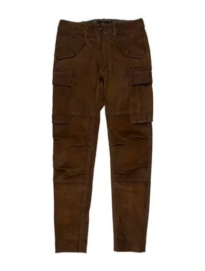 Pre-owned Rrl & Co. Suede Straight Leg Pants In Brown