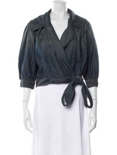 Pre-owned Rrl & Co. Three-quarter Sleeve Blouse In Blue