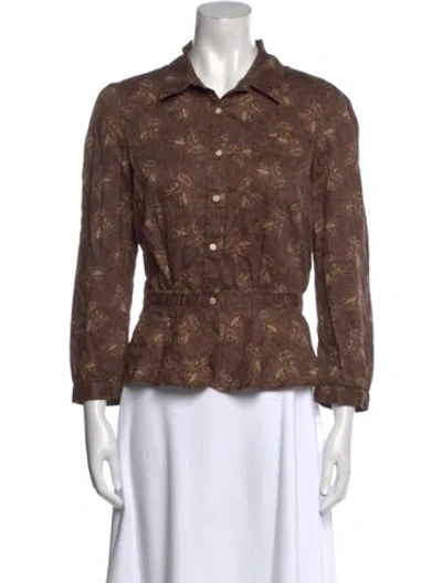 Pre-owned Rrl & Co. Three-quarter Sleeve Button-up Top In Brown