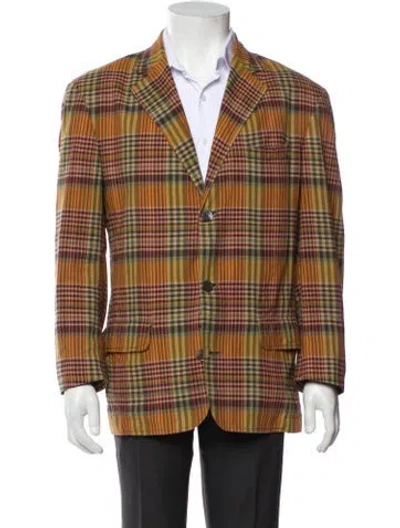 Pre-owned Rrl & Co. Vintage Plaid Print Peacoat In Brown