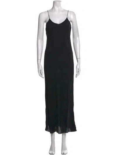 Pre-owned Rrl & Co. V-neck Long Dress In Black