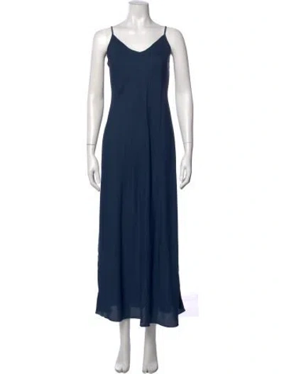 Pre-owned Rrl & Co. V-neck Long Dress In Blue