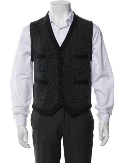 Pre-owned Rrl & Co. Wool Printed Sweater Vest In Black