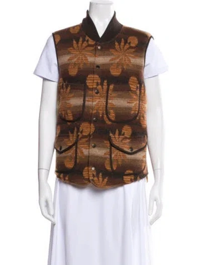 Pre-owned Rrl & Co. Wool Printed Vest In Brown