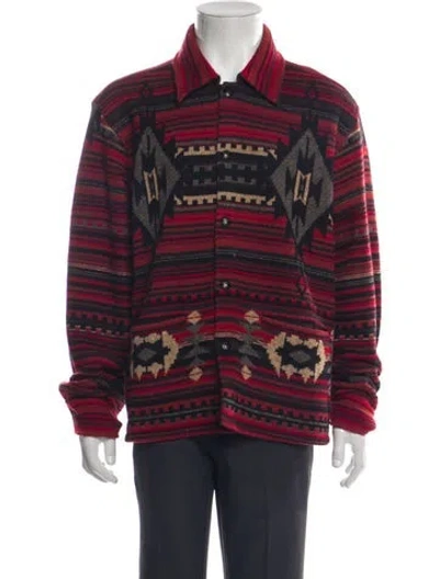 Pre-owned Rrl & Co. Wool Striped Cardigan In Red