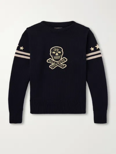 Rrl Appliquéd Wool Sweater In Black