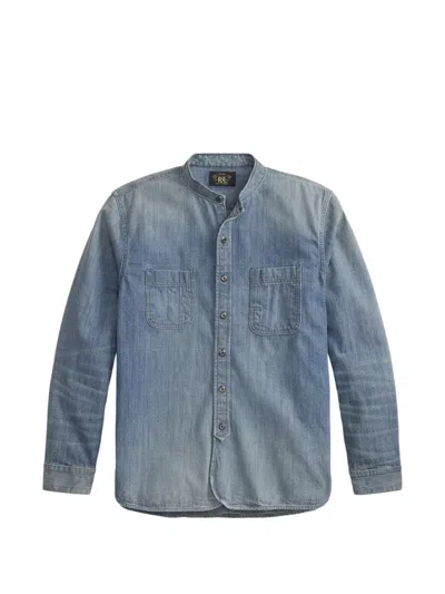 Rrl 밴드 칼라 패치 포켓 셔츠 In Blue