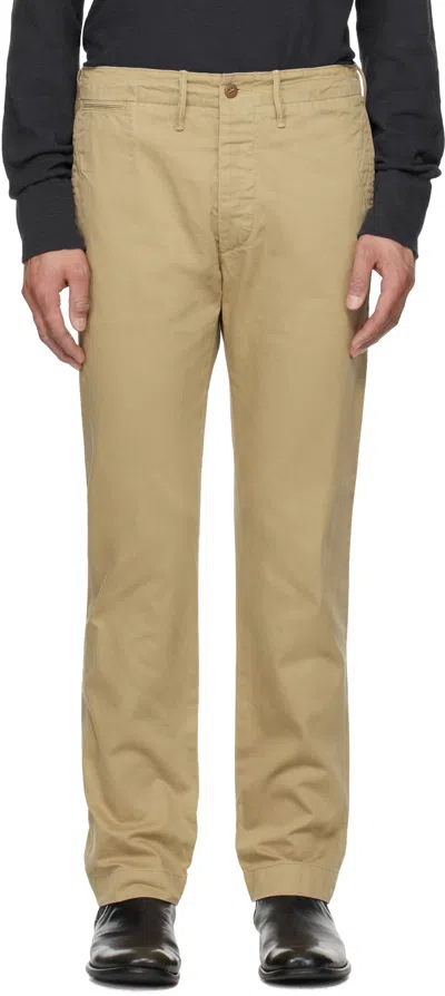 Rrl Beige Officer's Chino Trousers In New Military Khaki