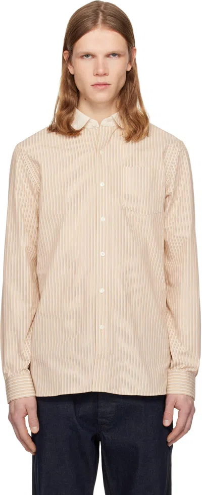 Rrl Beige Slim Fit Striped Dobby Shirt In Multi