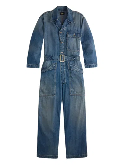 Rrl Belted Cotton Jumpsuit In Blue