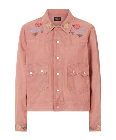 Rrl Billie Embroidered Cotton-linen Blended Coat In Pink