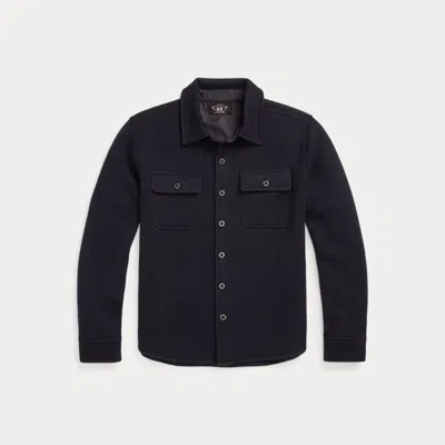 Rrl Birdseye Jacquard Wool Workshirt Jumper In Black