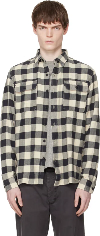 Rrl Black & Off-white Buffalo Check Twill Work Shirt In Multi