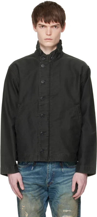 Rrl Black Corduroy-collar Cotton Deck Jacket