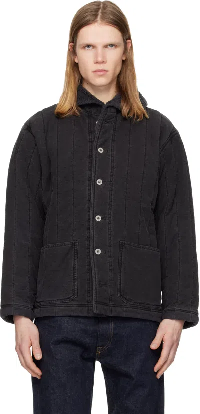 Rrl Black Fleece-collar Quilted Jersey Jacket
