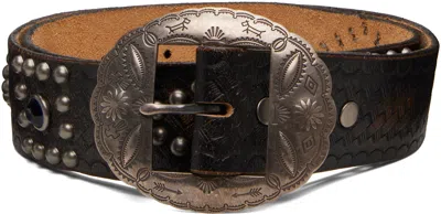 Rrl Black Garrison Belt In Brown