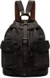 Rrl Black Leather Backpack In Brown